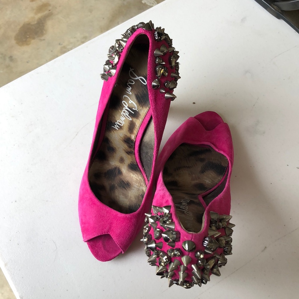 PINK and spike heels Sam Edelman